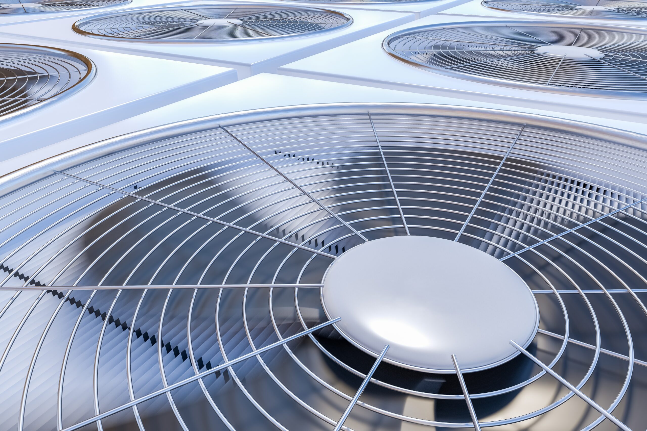 Close up view on HVAC units (heating, ventilation and air conditioning