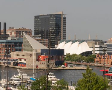 National Aquarium pier 4 building and surrounding urban waterfront